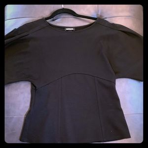 Fitted Kimono Style Empire Waist Top in Black